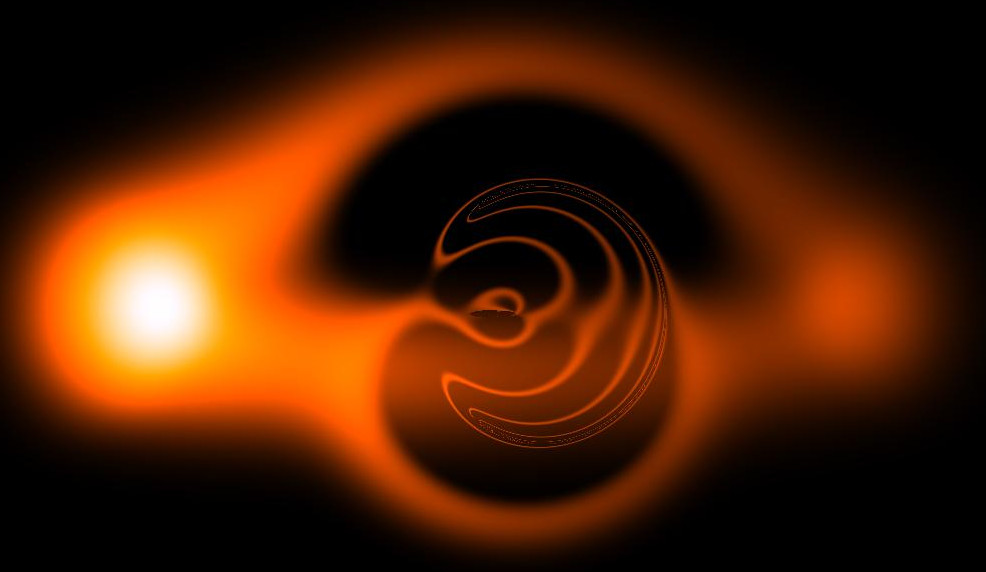 <p>Image of an accretion disk orbiting a rapidly rotating wormhole, computed by F. Lamy, E. Gourgoulhon, T. Paumard & F. H. Vincent, Class. Quantum Gravity 35, 115009 (2018) (<a href="https://doi.org/10.1088/1361-6382/aabd97" class="spip_out" rel="external">paper</a>)</p>